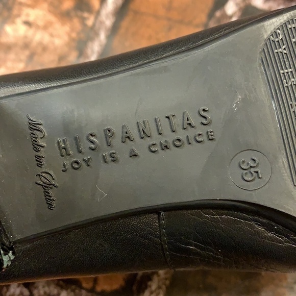 Hispanitas Block Heel Pumps Point Toe Buckle Omega Black Patent Leather 6/6.5 - Picture 10 of 12